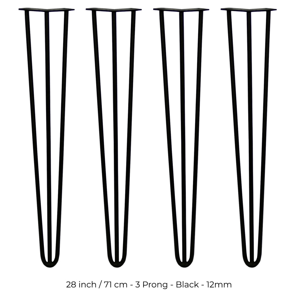 4 Gambe per Tavolo a Forcina SkiSki Legs 71cm Acciaio Nero 3 Rebbi 12mm