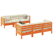 Set Divani Giardino 7 pz con Cuscini Marrone Cera Massello Pino 3299305