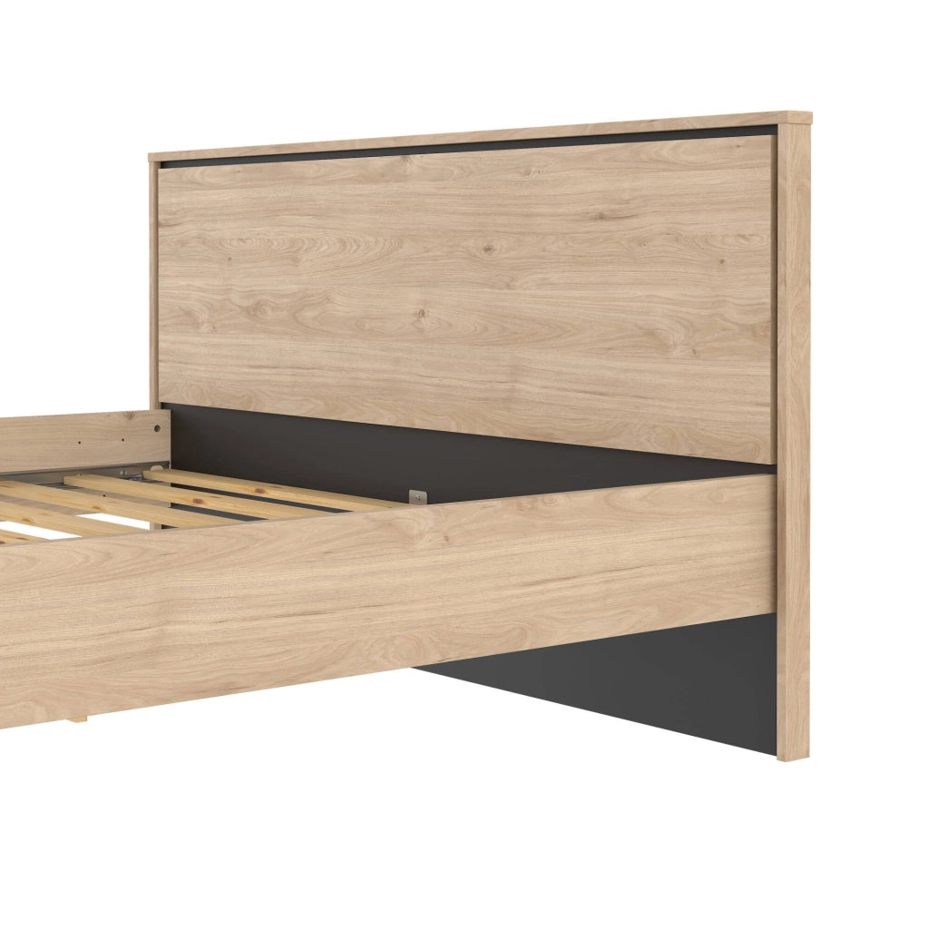 Letto matrimoniale Kintamo, Sommier per camera da letto, Giroletto per stanza, Struttura porta materasso, 207x173 h91 cm, Rovere