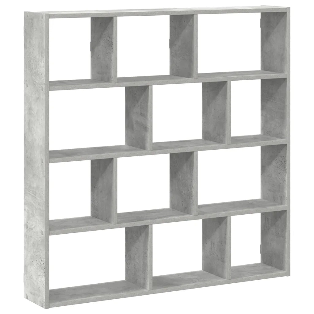 Mensola a Cubo da Muro 12 Scomparti Truciolato Grigio Cemento