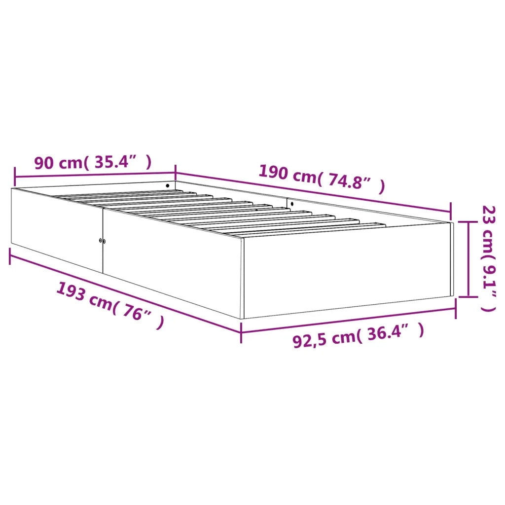 Letto senza Materasso-Struttura Letto Marrone Cera 90x190 cm in Legno di Pino 887916