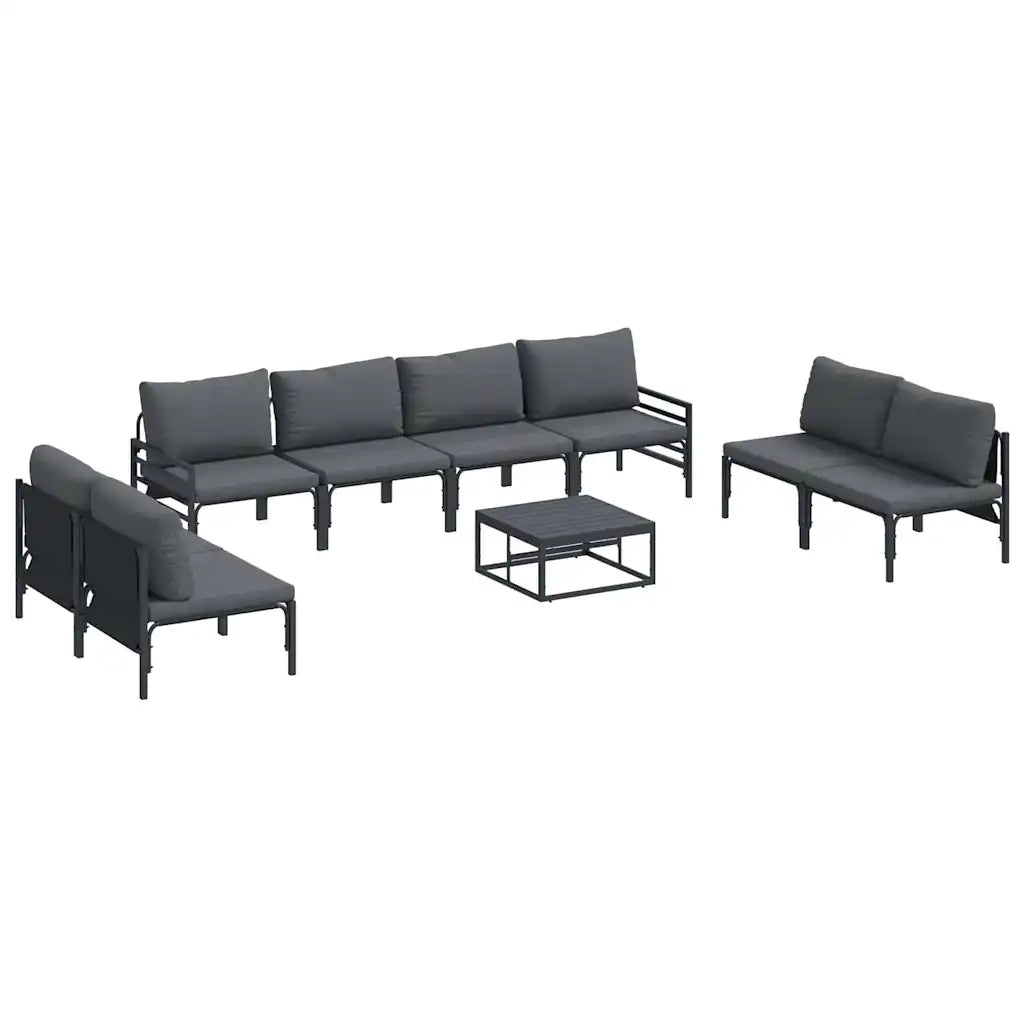Set Divano da Giardino con cuscino 9 pcs Nero Acciaio 3378985