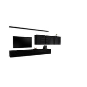 Set di mobili da salotto da parete SWITCH VII design, colore nero lucido.
