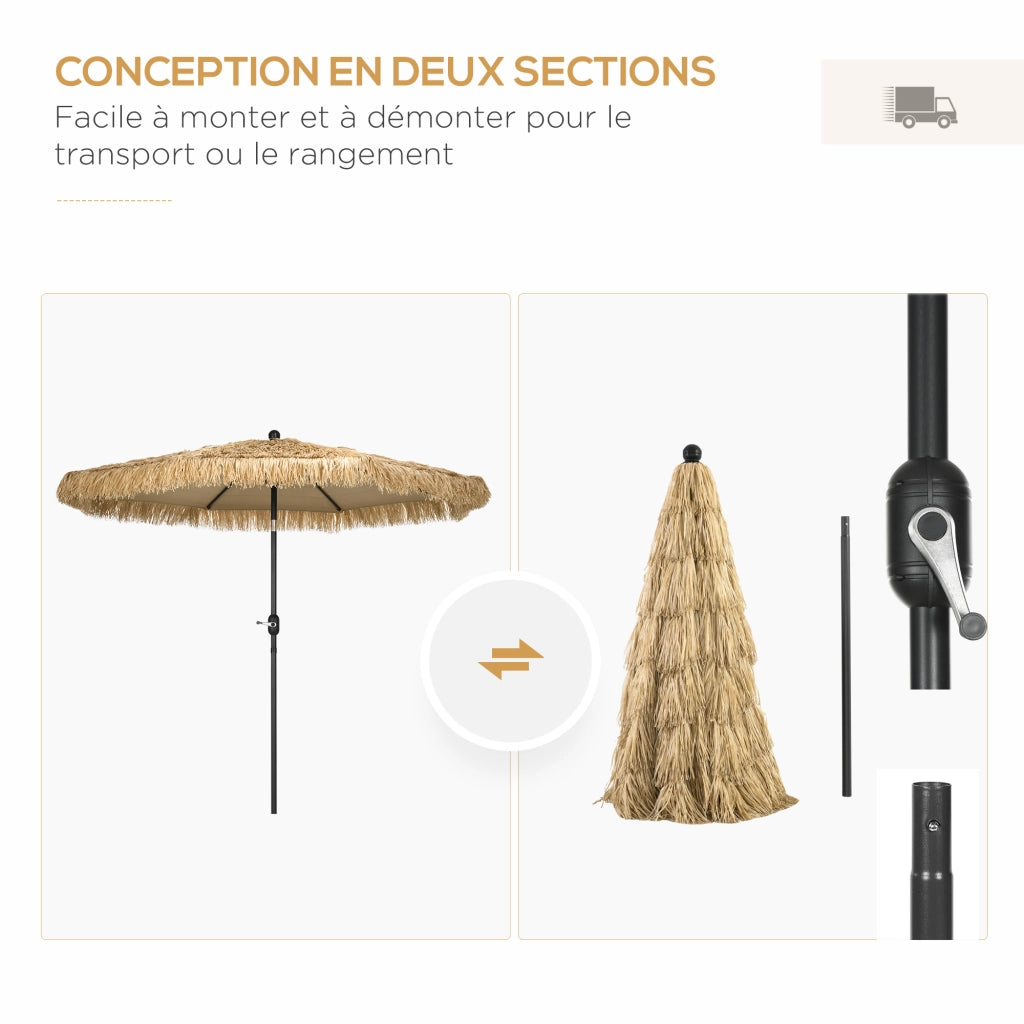 Ombrellone da giardino inclinabile con manovella ¨C zephmum ¨C kaki 2,65 m