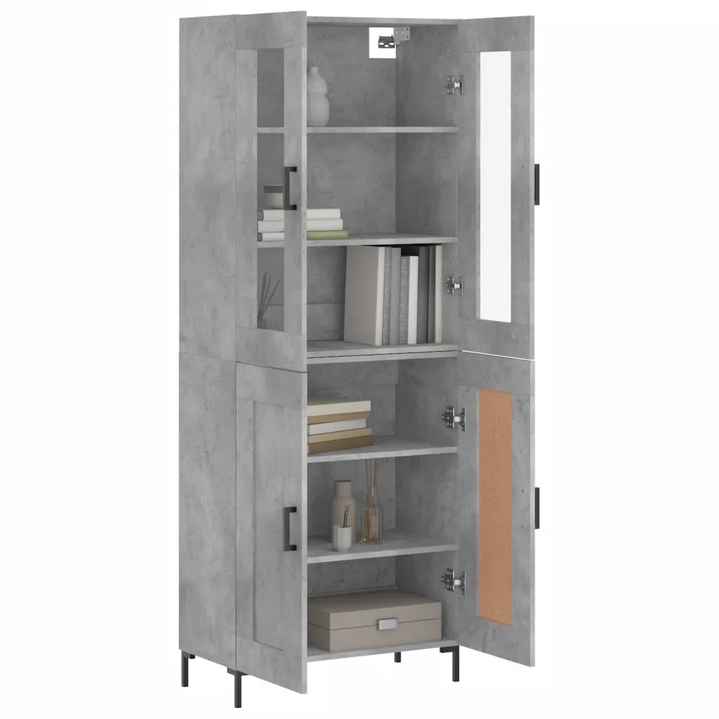 Credenza-Buffet-Armadio da cucina Grigio Cemento 69,5x34x180 cm in Legno Multistrato 767239