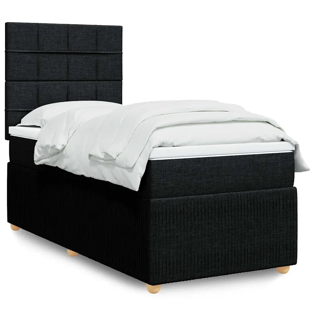 vidaXL Giroletto a Molle con Materasso Nero 90x190 cm in Tessuto