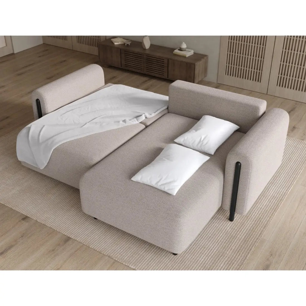 Divano angolare convertibile ARVESSA beige chenille – Angolo destro