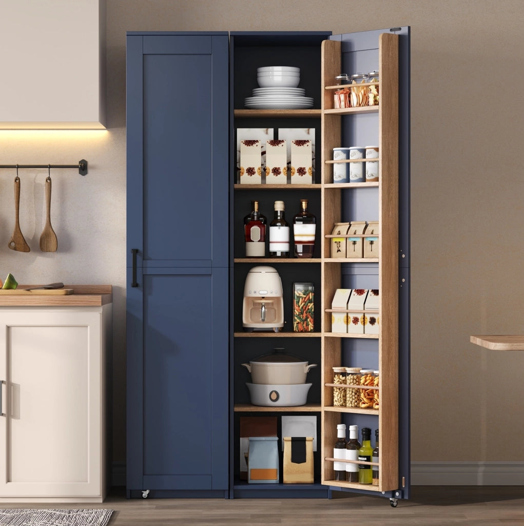 Armadio alto salvaspazio blu in MDF 40 x 40 x 183 cm