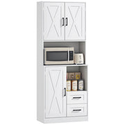 Armadio Cucina con Ante, Cassetti e Ripiani Regolabili ¨C zephmum ¨C Bianco 70x40x180 cm