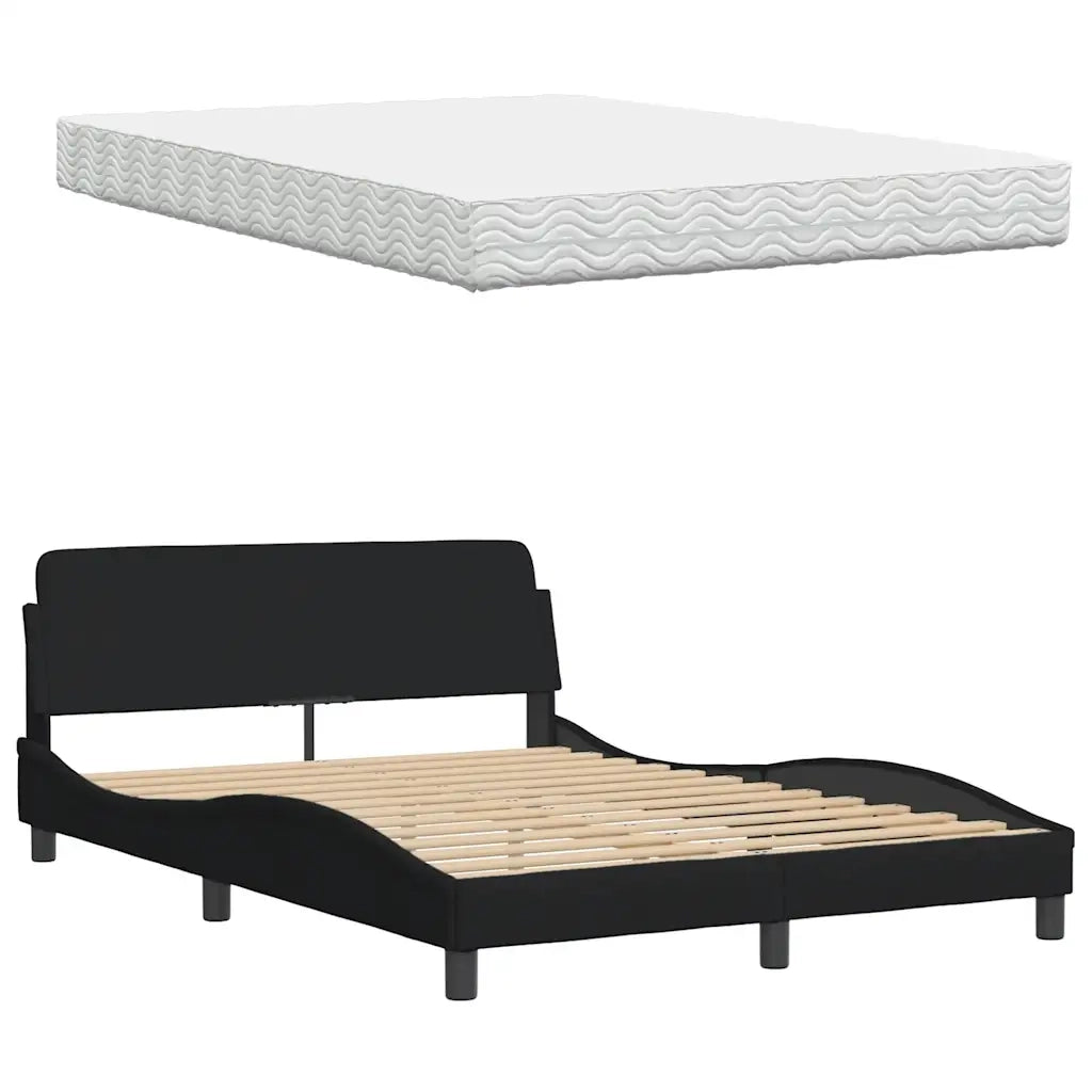 Letto con Materasso Hanko Nero 140x190 cm in Tessuto 3310526