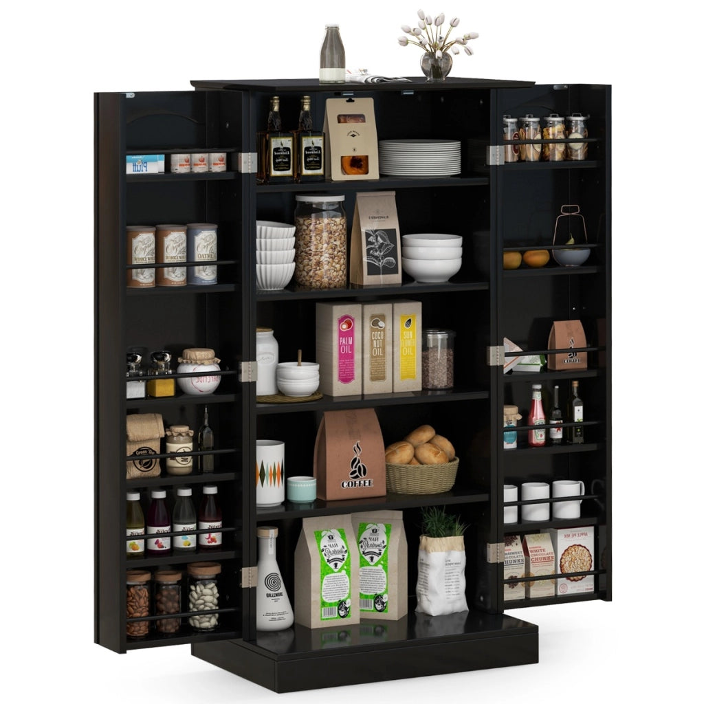 Mobile da cucina con 2 ante e dispositivi anti-ribaltamento contenitore-Mobile credenza per soggiorno Nero