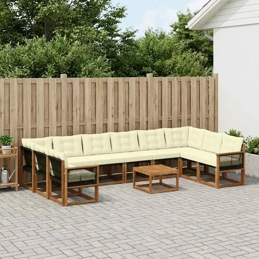 Set di divani da esterno con cuscino 11 pcs Naturale e Crema