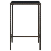 Tavolo da Bar da Giardino-Tavolo da esterno Marrone 70x70x110 cm Polyrattan Vetro