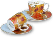 Set di caffè espresso da 2 con fiori di girasole di Vincent Van Gogh 125 ml