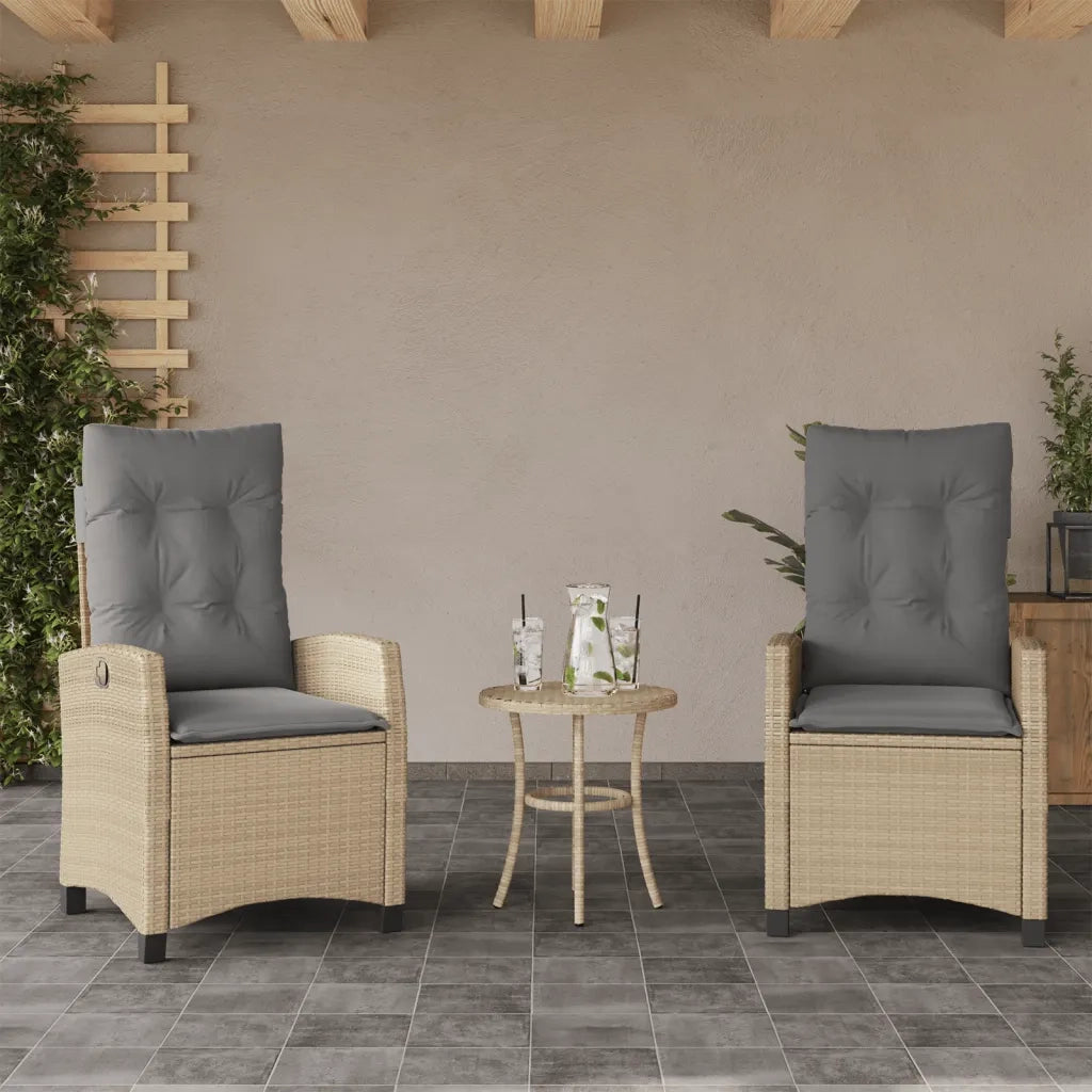 Set da Bistr¨° 3 pz | Set Salotto da Giardino con Cuscini Beige Misto in Polyrattan