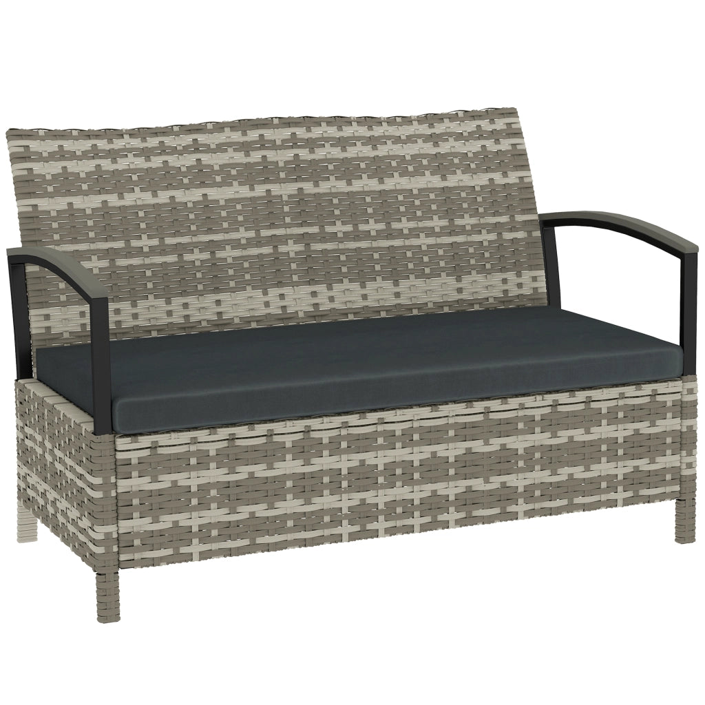 Panchina Giardino 2 Posti con Cuscini e Stoccaggio ¨C zephmum ¨C Poly Rattan Grigio Scuro 123x70x82