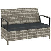 Panchina Giardino 2 Posti con Cuscini e Stoccaggio ¨C zephmum ¨C Poly Rattan Grigio Scuro 123x70x82