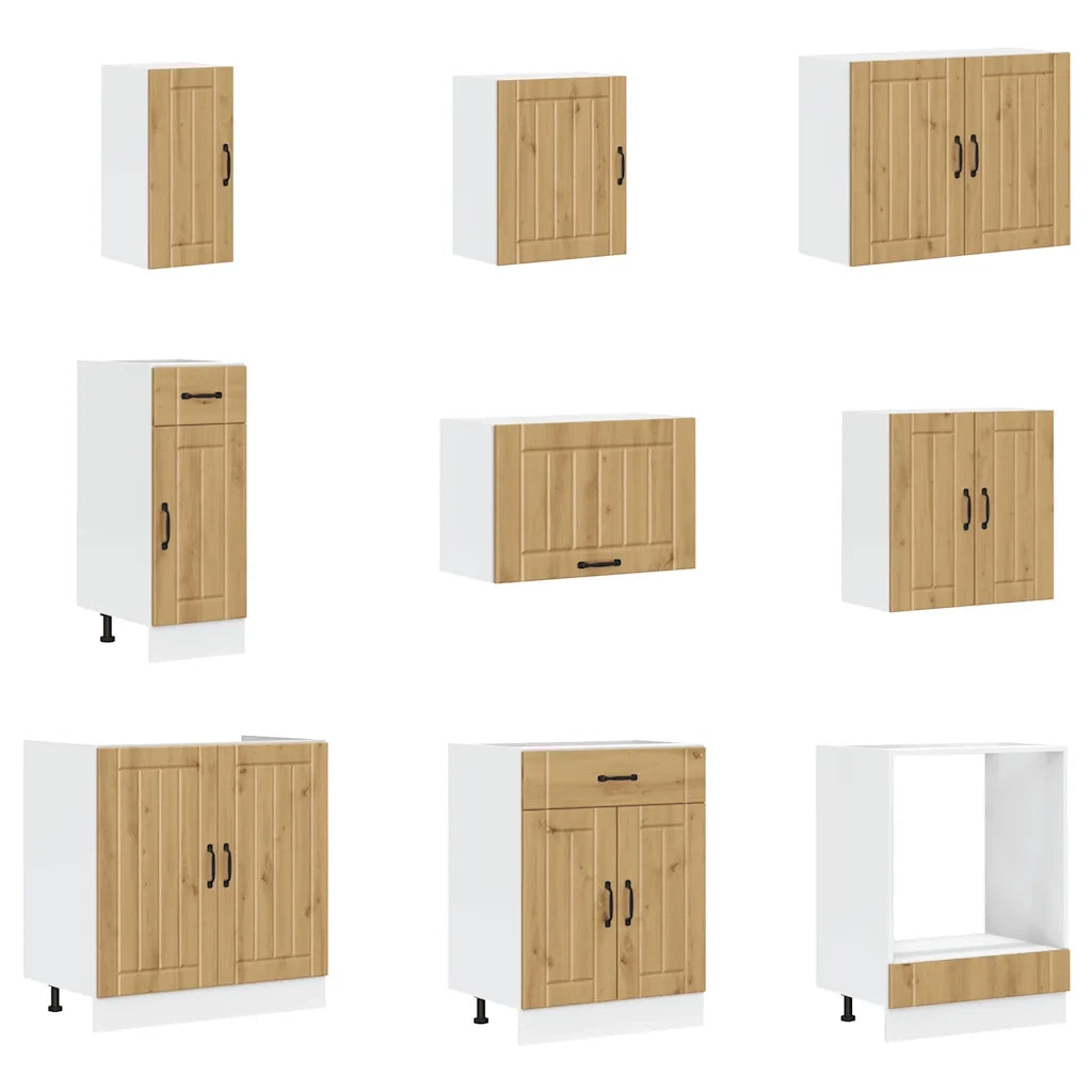 Set Mobili da Cucina 14 pz Lucca Rovere Artigianale Truciolato 3314990