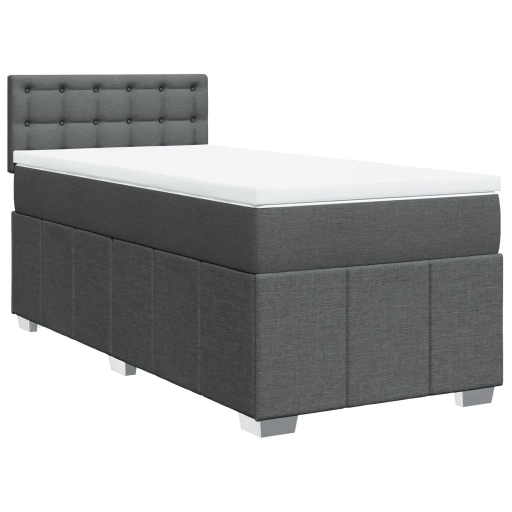 Giroletto a Molle con Materasso Grigio Scuro 100x200 cm Tessuto