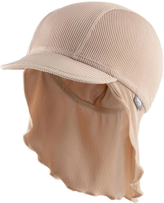 Cappello con visiera e protezione collo per bambini con finitura a rilievo e protezione solare UV 50+ - Fodera per bambini da bagno - Cappelli da bagno estivi - Abbigliamento da bagno unisex - Beige, taglia 53