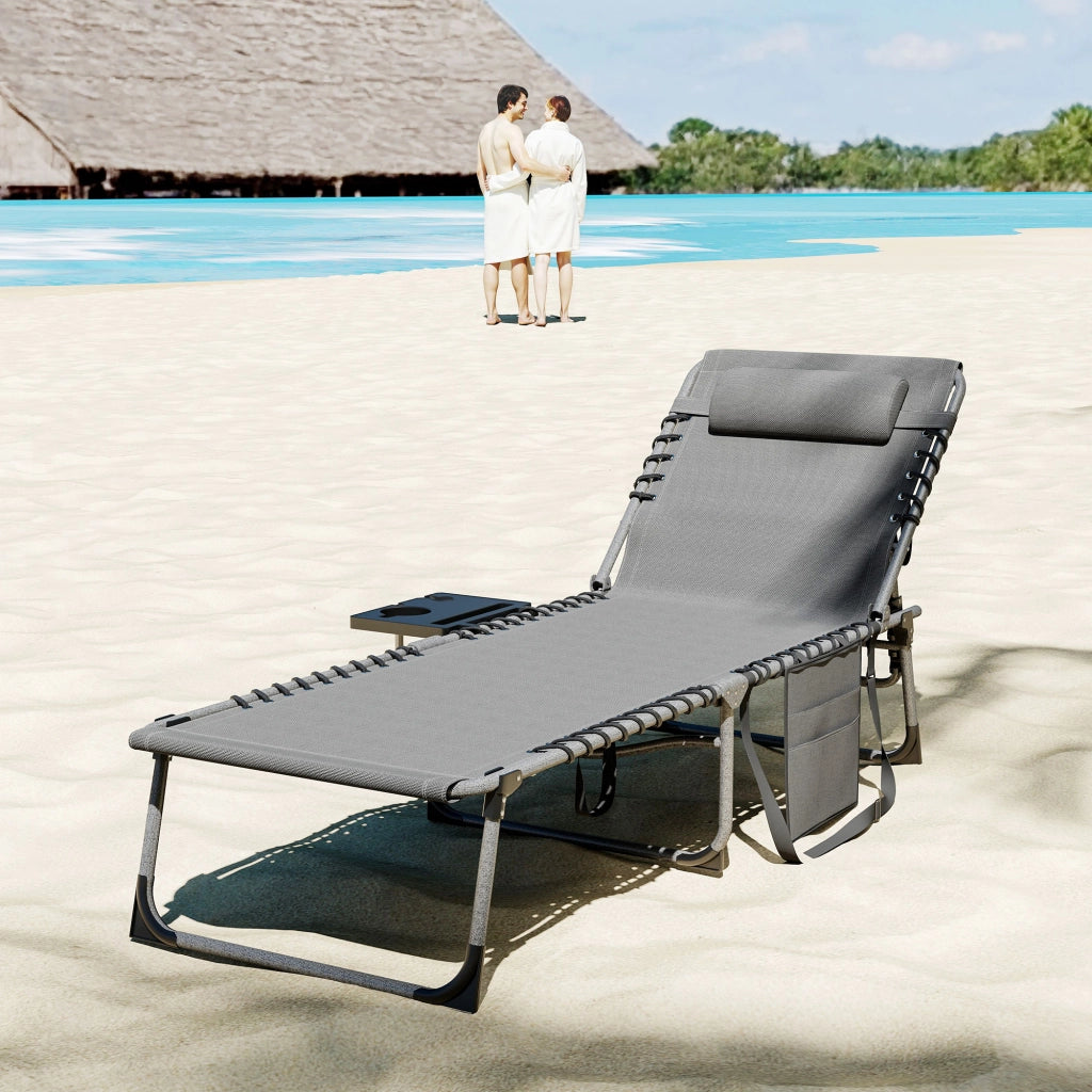 Lettino da sole pieghevole con schienale regolabile ¨C zephmum ¨C grigio 60x190x31cm