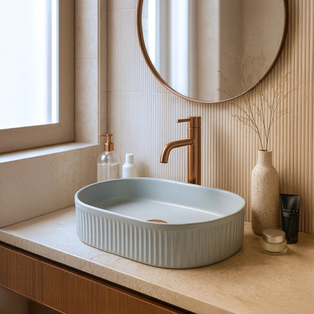 Lavabo Da Appoggio Rea Vanda Baby Blue Matt
