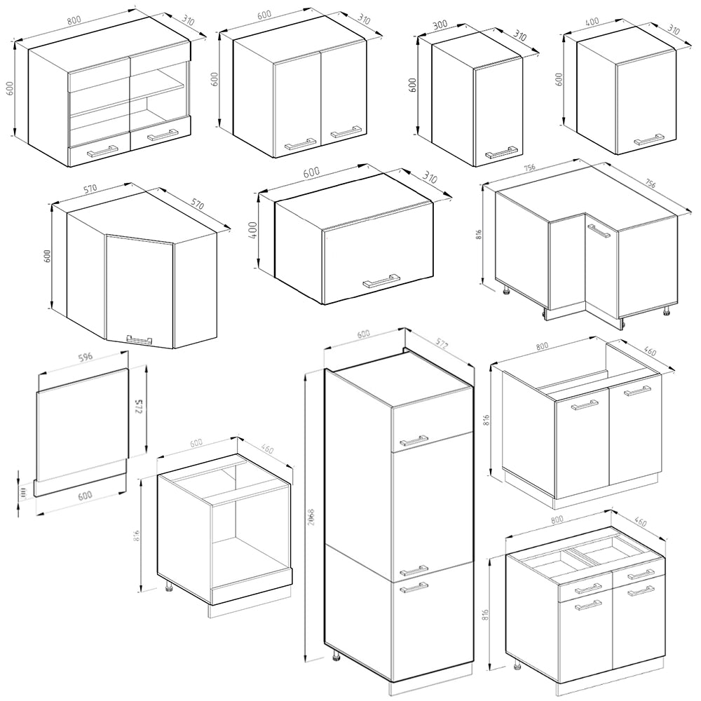 Cucina angolare completa R-Line Bianco lucido/Bianco 287 x 227 cm, PL Marmo Vicco