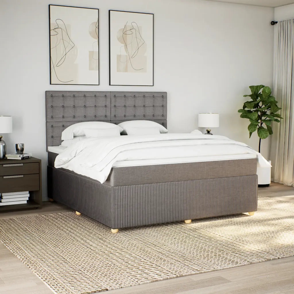 vidaXL Giroletto a Molle con Materasso Tortora 180x200 cm in Tessuto