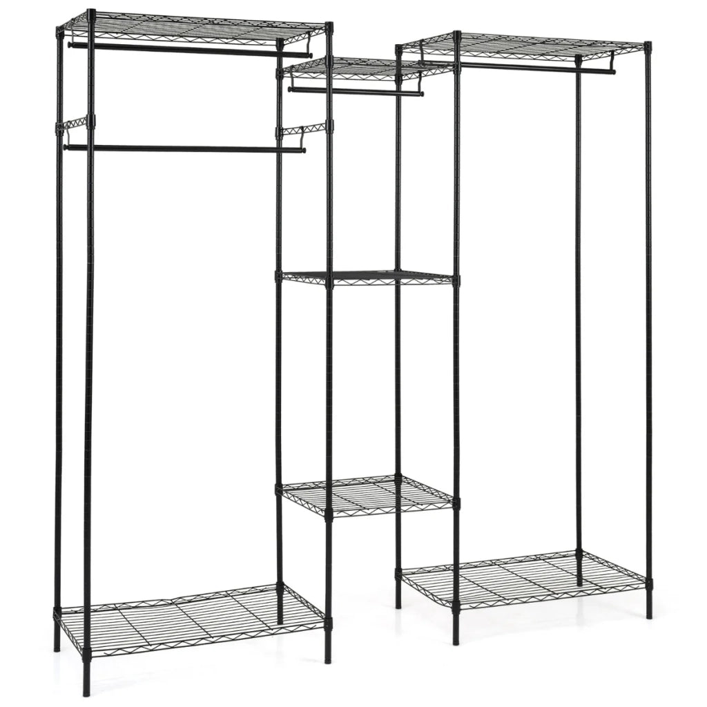 Appendiabiti in metallo 188 x 46 x 198 cm 7 ripiani regolabili robusto e adattabile nero 20_0019357