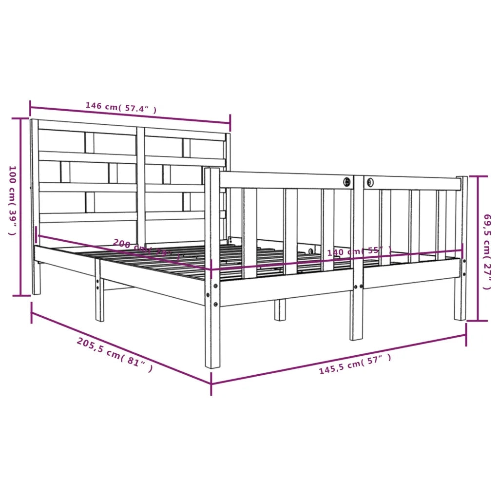 Giroletto-Struttura Letto in Legno Massello di Pino 140x200 cm 759602