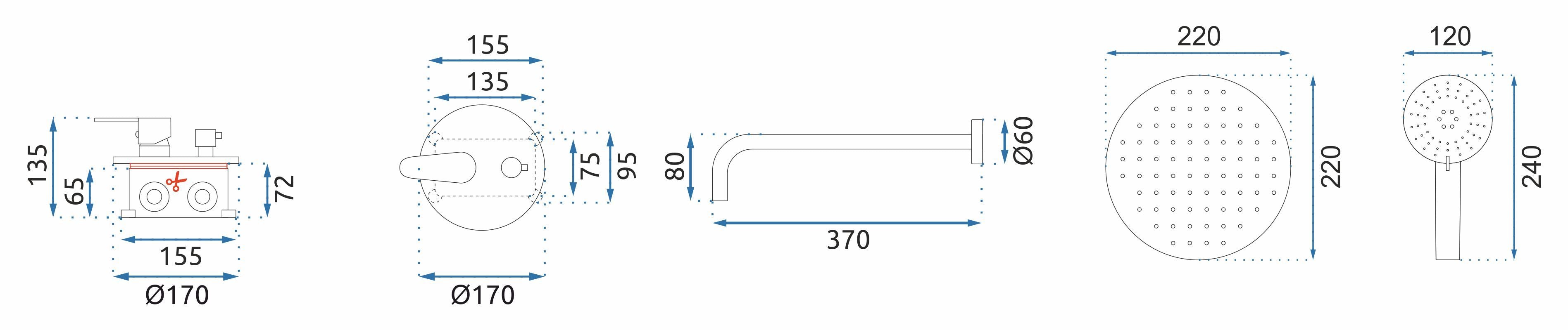 Set Doccia Da Incasso Rea Mild Black Rose Gold + Box