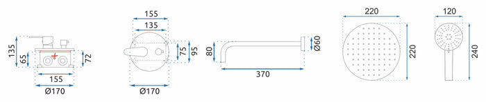 Set Doccia Da Incasso Rea Mild Black Rose Gold + Box