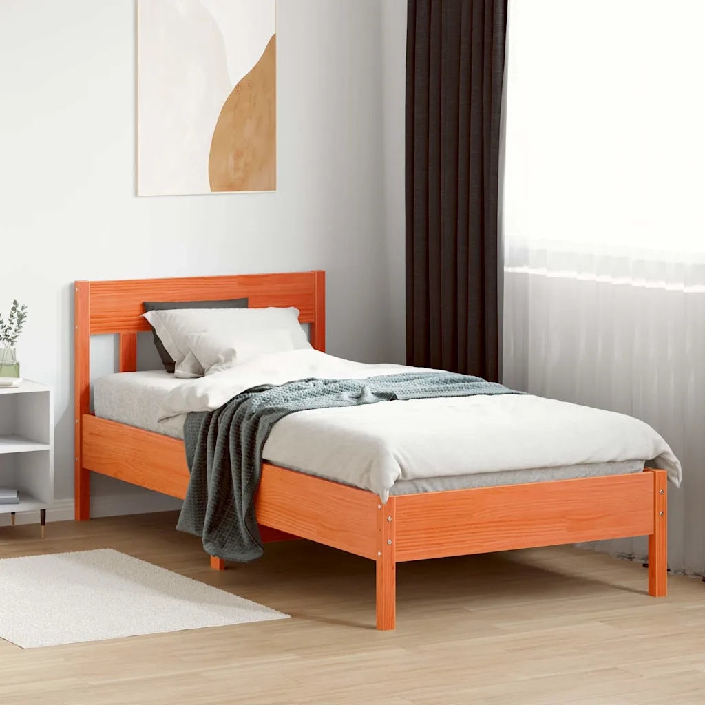 Letto senza Materasso Marrone Cera 75x190 cm in Legno di Pino 842681