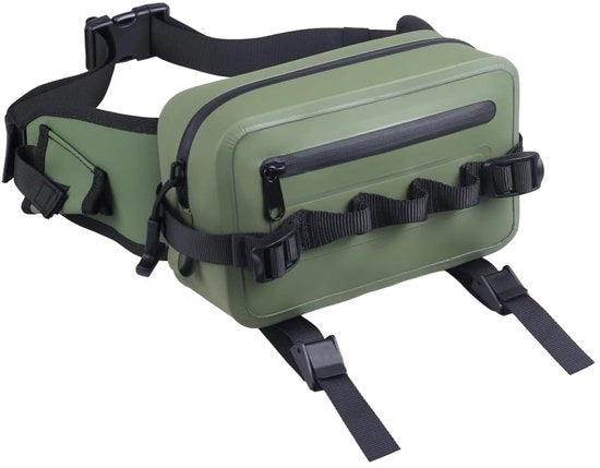 Supporto per Pesca al Fly - Impermeabile - Flessibile - Riem di Regolazione - Molte Tasche - Cerniera di Progettazione - Materiale TPU - Supporto per la Testa del Pesciolino