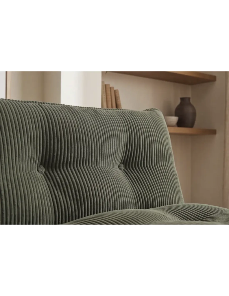 Divano letto AZENA 3 posti in tessuto a coste – Verde scuro e nero – 190 x 80 x 90 cm