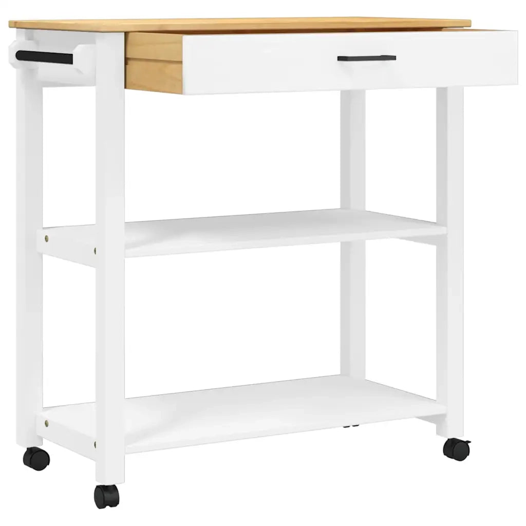 Carrello da Cucina MONZA 84x40x88,5 cm in Legno Massello di Pino 376105