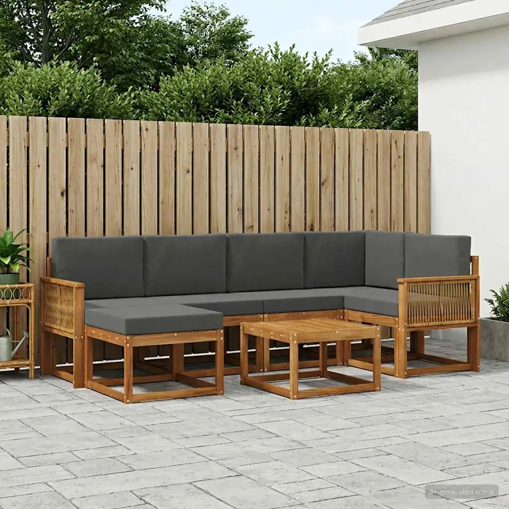 Set di divani da esterno con cuscino 7 pcs Naturale e Antracite