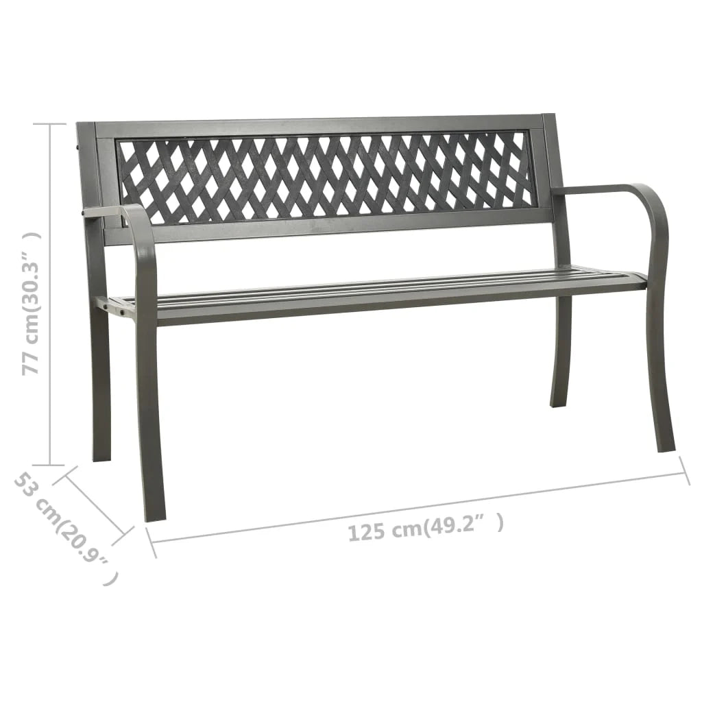 Panchina da giardino arredo esterno per patio terrazzo 125 x 53 x 77 cm acciaio grigio 02_0011226