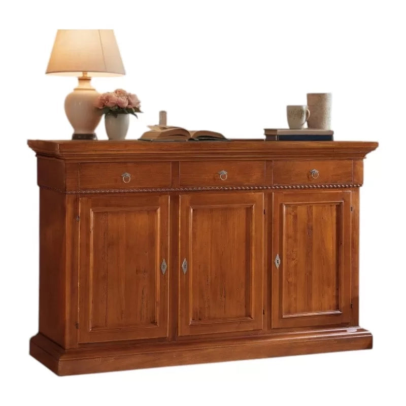 Credenza 3 porte in legno noce arte povera 190x50x111 (604) - Mobili 2G