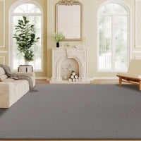 Tappeto da soggiorno, lavabile in lavatrice e antiscivolo, 200 x 140 cm, Grigio chiaro