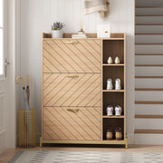Scarpiera Nordica con Ante a Ribalta ¨C MINIMAL ¨C Rovere, 3 Ante, Slim, Ripiani Laterali