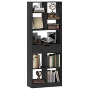 Libreria Moderna in Legno con Cassetto Centrale e Kit Antiribaltamento, 60x26x158 cm, Nero