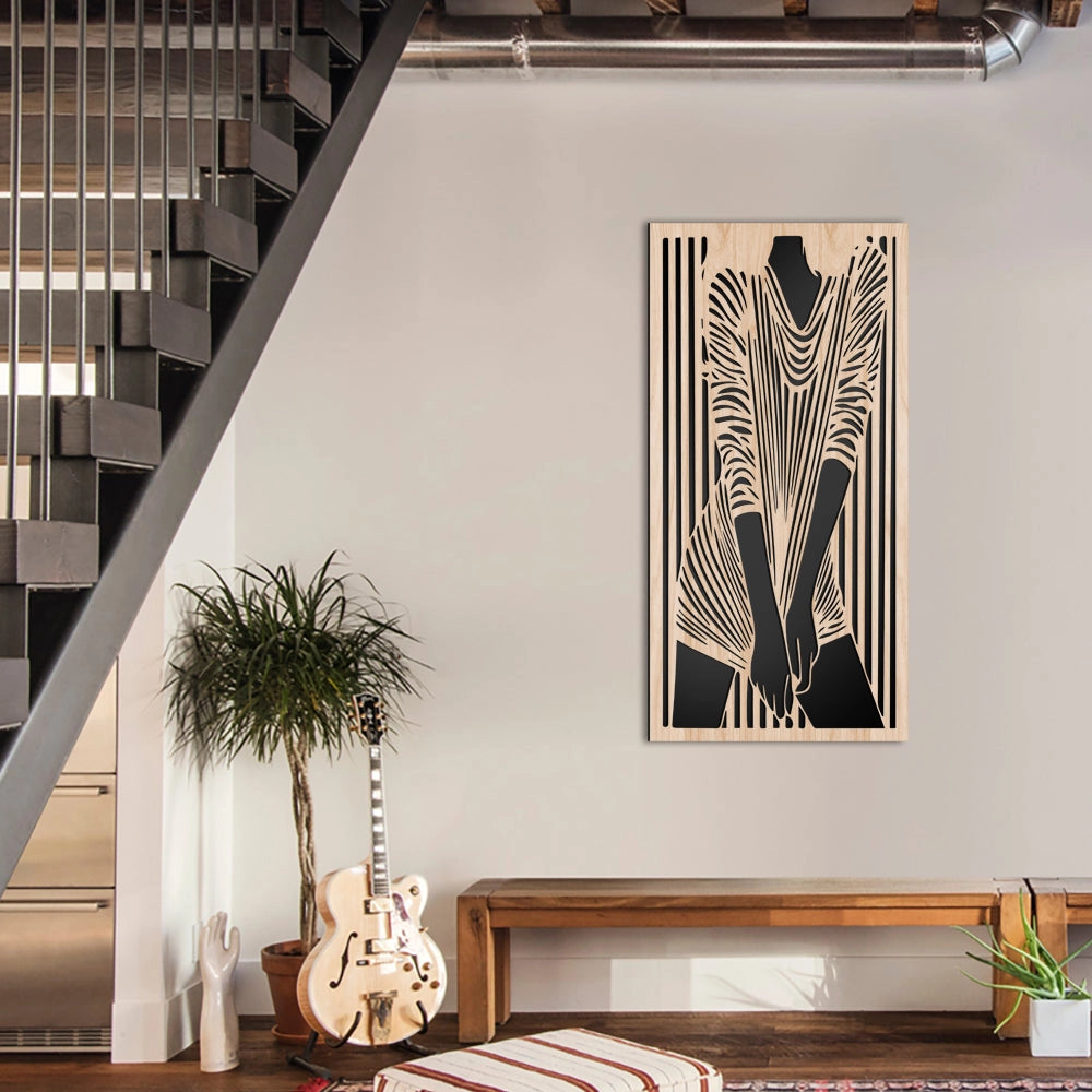 WOMAN'S DRESS - Quadro arredo LASERCUT composito Legno e PVC Misura: 50x100 cm