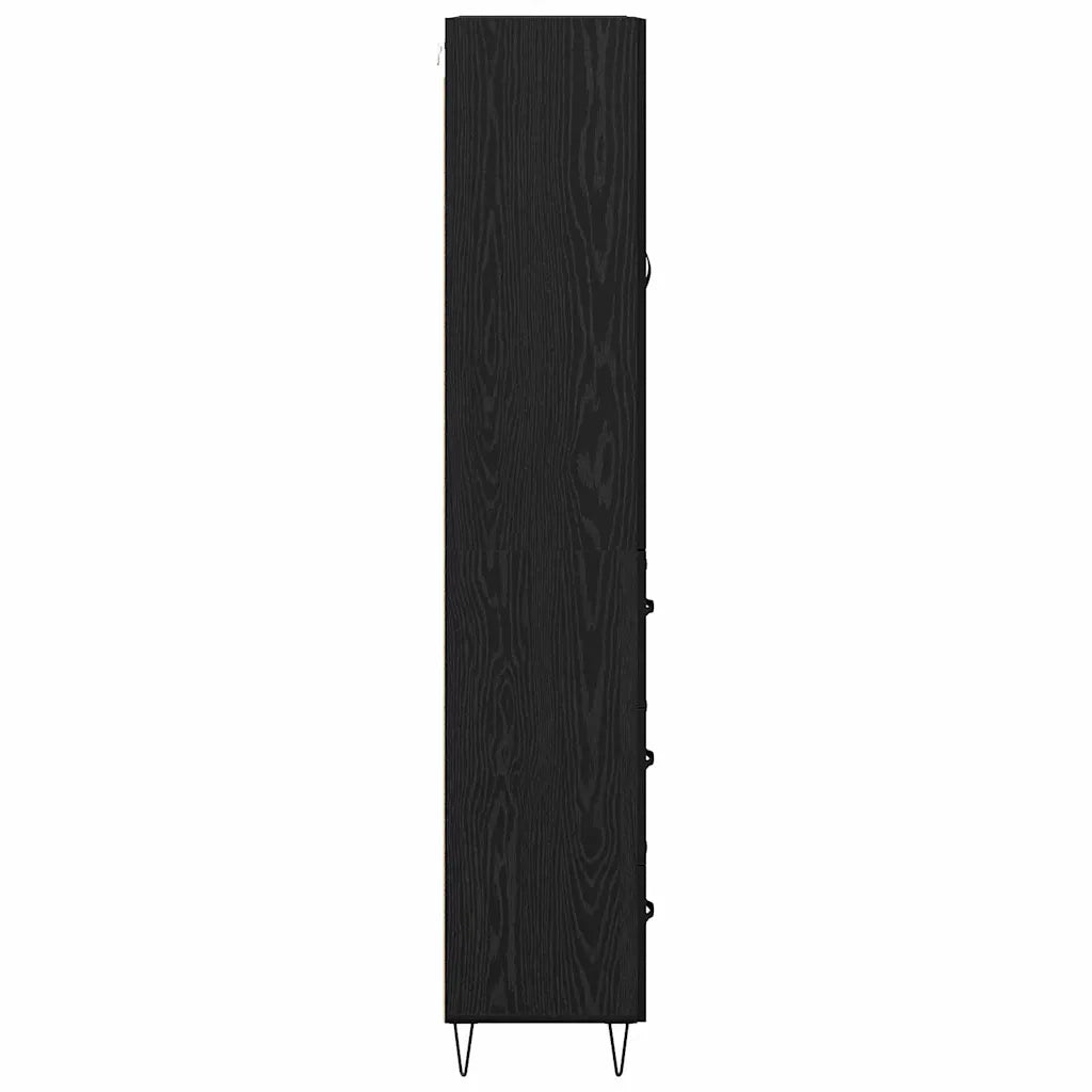 Credenza 2 pcs Rovere Nero Legno ingegnerizzato e vetro