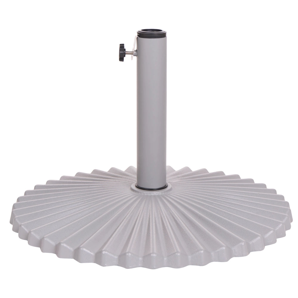 Base per ombrellone in acciaio scanalato verniciato a polvere, resistente alle macchie e all'acqua, con palo regolabile, grigio