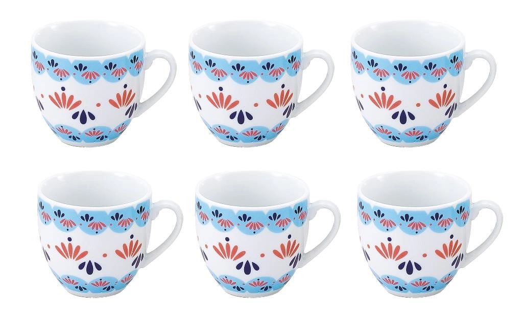 Set 6 Tazze Tazzine da Caffè in Ceramica senza Piattini Grace