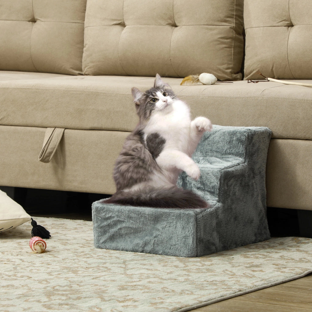 Scala 3 Gradini per Cani e Gatti ¨C zephmum ¨C Grigio Chiaro 46x35x35 cm