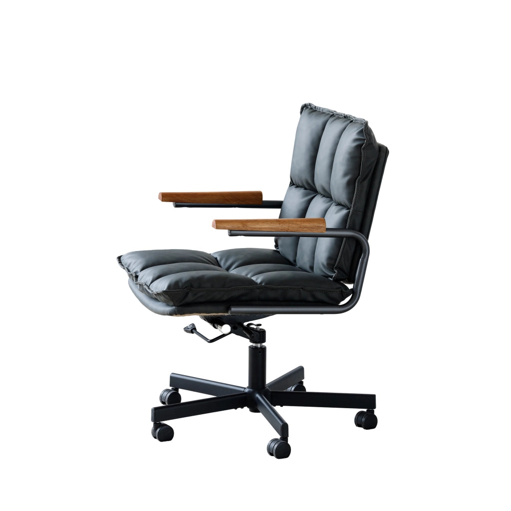 Sedia da ufficio ergonomica girevole 360° regolabile in pelle sintetica e metallo, Nero