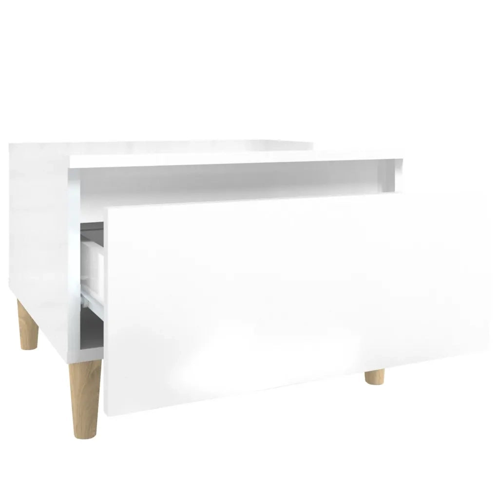 Tavolino Bianco Lucido 50x46x35 cm in Legno Multistrato 819504