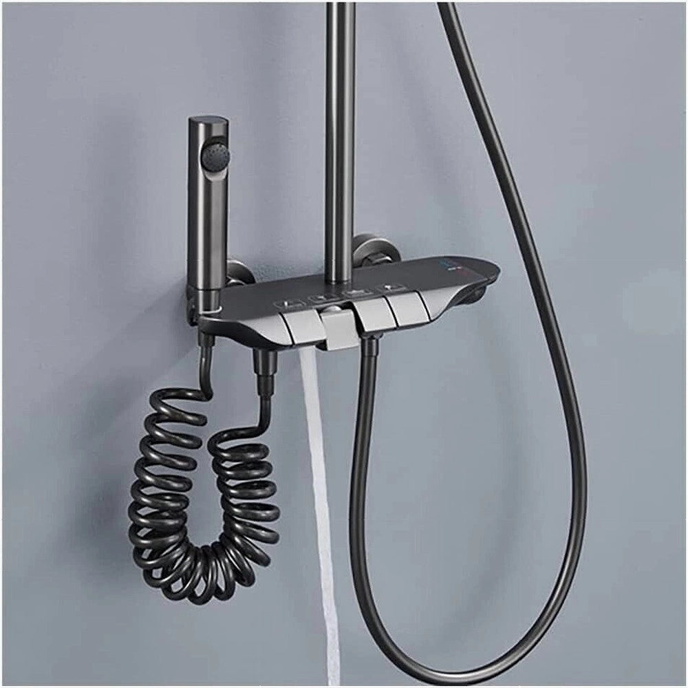 Trade Shop - Set Saliscendi Bagno Colonna Doccia Miscelatore Rubinetto Soffione Doccetta Bidet 87346 -